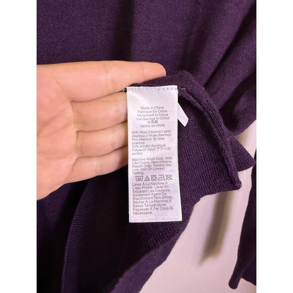 J.Crew Men’s Merino Wool Blend Crewneck Sweater Purple Plum Long Sleeve Size L - Picture 3 of 4